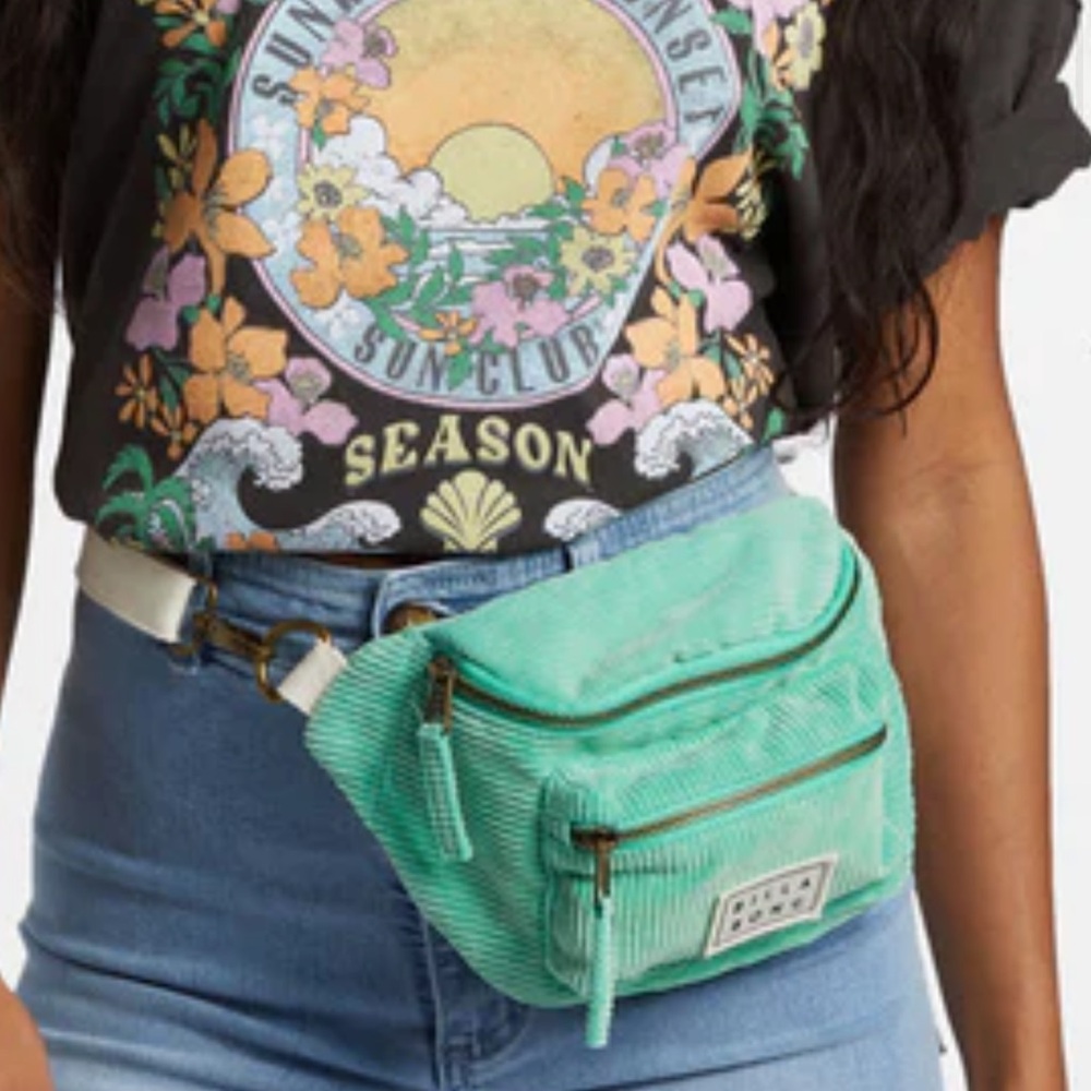 NWT Billabong Rare Corduroy Bum Bag | Tropical Green | Crossbody Sling - Picture 7 of 11